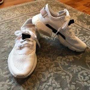 Adidas white athletic shoes